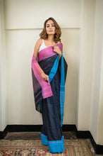 Load image into Gallery viewer, Dark Navy Blue Pure Cotton Saree
