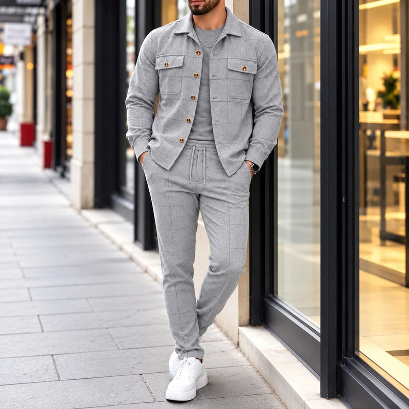Men's Summer Button Down Shirt and Pants Set