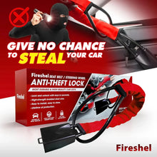 Load image into Gallery viewer, Universal Car Steering Wheel Lock With Seat Belt Socket locks
