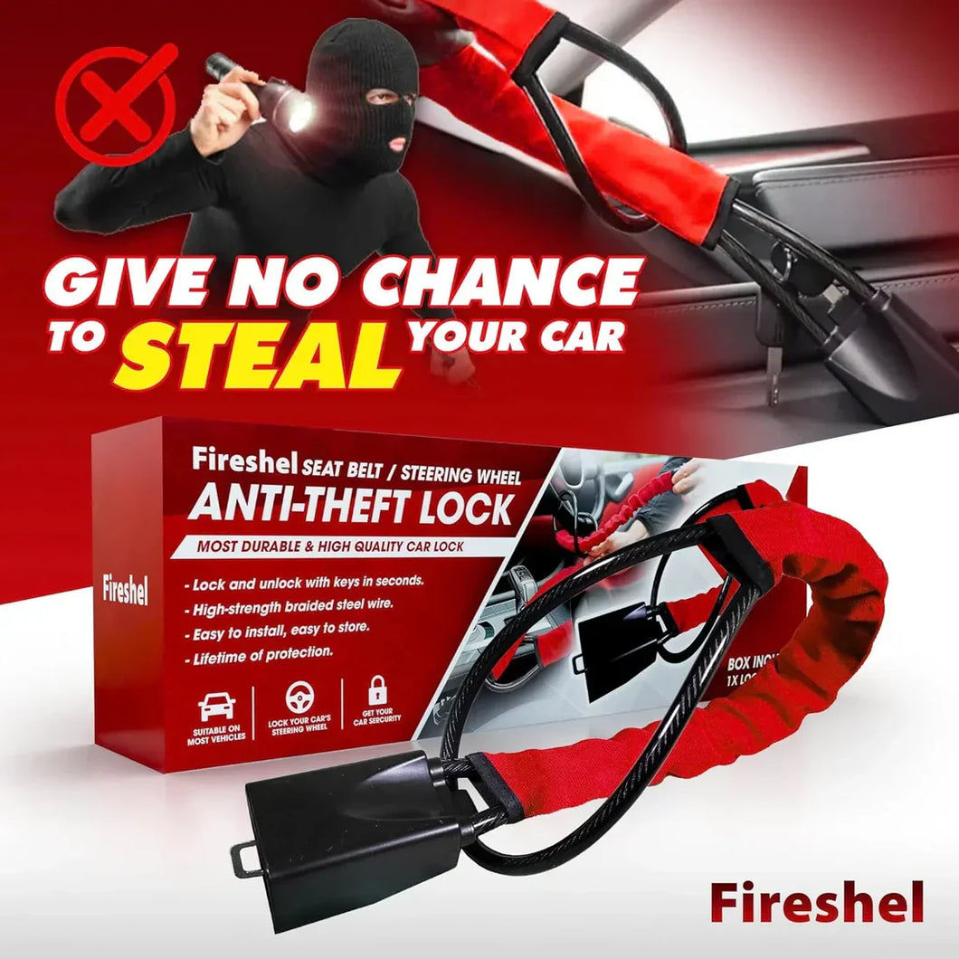 Universal Car Steering Wheel Lock With Seat Belt Socket locks