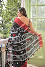 Load image into Gallery viewer, Midnight Black Cotton Saree
