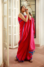 Load image into Gallery viewer, Pink Blue Soft Cotton Saree
