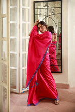 Load image into Gallery viewer, Pink Blue Soft Cotton Saree
