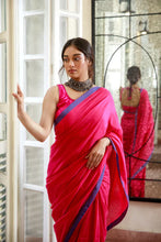 Load image into Gallery viewer, Pink Blue Soft Cotton Saree
