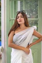 Load image into Gallery viewer, Pure white Mulmul Cotton Saree
