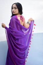 Load image into Gallery viewer, Purple Pink Soft Cotton Saree
