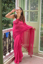 Load image into Gallery viewer, Hot Pink Soft Cotton Saree
