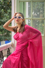 Load image into Gallery viewer, Hot Pink Soft Cotton Saree
