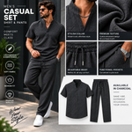 Mens Waffle Knit Two Piece Set