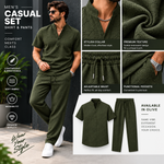 Mens Waffle Knit Two Piece Set