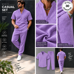 Mens Waffle Knit Two Piece Set
