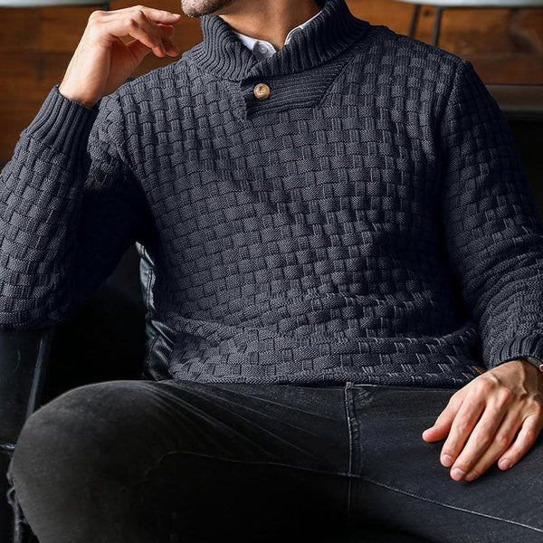 Textured Stand Collar Cozy Pullover