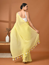 Load image into Gallery viewer, Yellow Mulmul Cotton Saree
