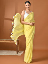 Load image into Gallery viewer, Yellow Mulmul Cotton Saree
