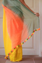 Load image into Gallery viewer, Orange Tie Dye Mulmul Cotton Saree

