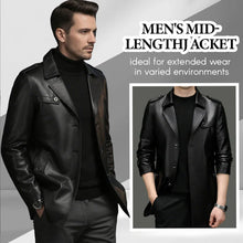 Load image into Gallery viewer, Men&#39;s Mid-Length Faux Leather Coat
