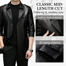 Load image into Gallery viewer, Men&#39;s Mid-Length Faux Leather Coat
