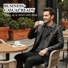 Load image into Gallery viewer, Men&#39;s Mid-Length Faux Leather Coat
