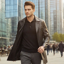 Load image into Gallery viewer, Men&#39;s Mid-Length Faux Leather Coat
