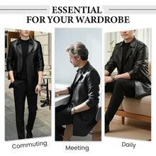 Load image into Gallery viewer, Men&#39;s Mid-Length Faux Leather Coat
