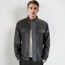 Load image into Gallery viewer, Men&#39;s Fashion Barley-Weave Leather Jacket
