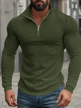 Load image into Gallery viewer, Men's American Retro Autumn And Winter Half-Zip Small Plaid Casual Stand-Up Collar Long-Sleeved Sweatshirt
