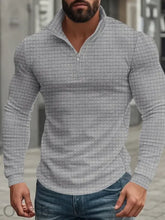 Load image into Gallery viewer, Men's American Retro Autumn And Winter Half-Zip Small Plaid Casual Stand-Up Collar Long-Sleeved Sweatshirt
