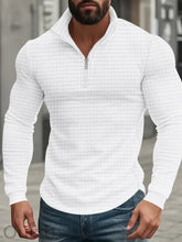 Load image into Gallery viewer, Men's American Retro Autumn And Winter Half-Zip Small Plaid Casual Stand-Up Collar Long-Sleeved Sweatshirt

